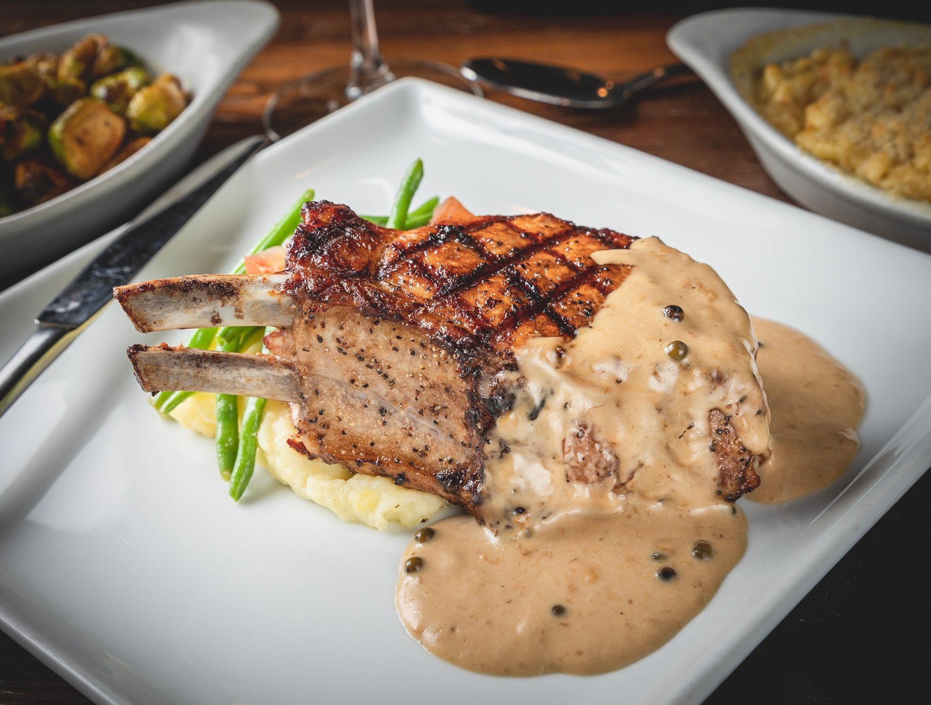 Pork Chop Au Poivre.