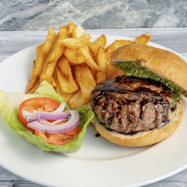 Lamb Burger Caprese.