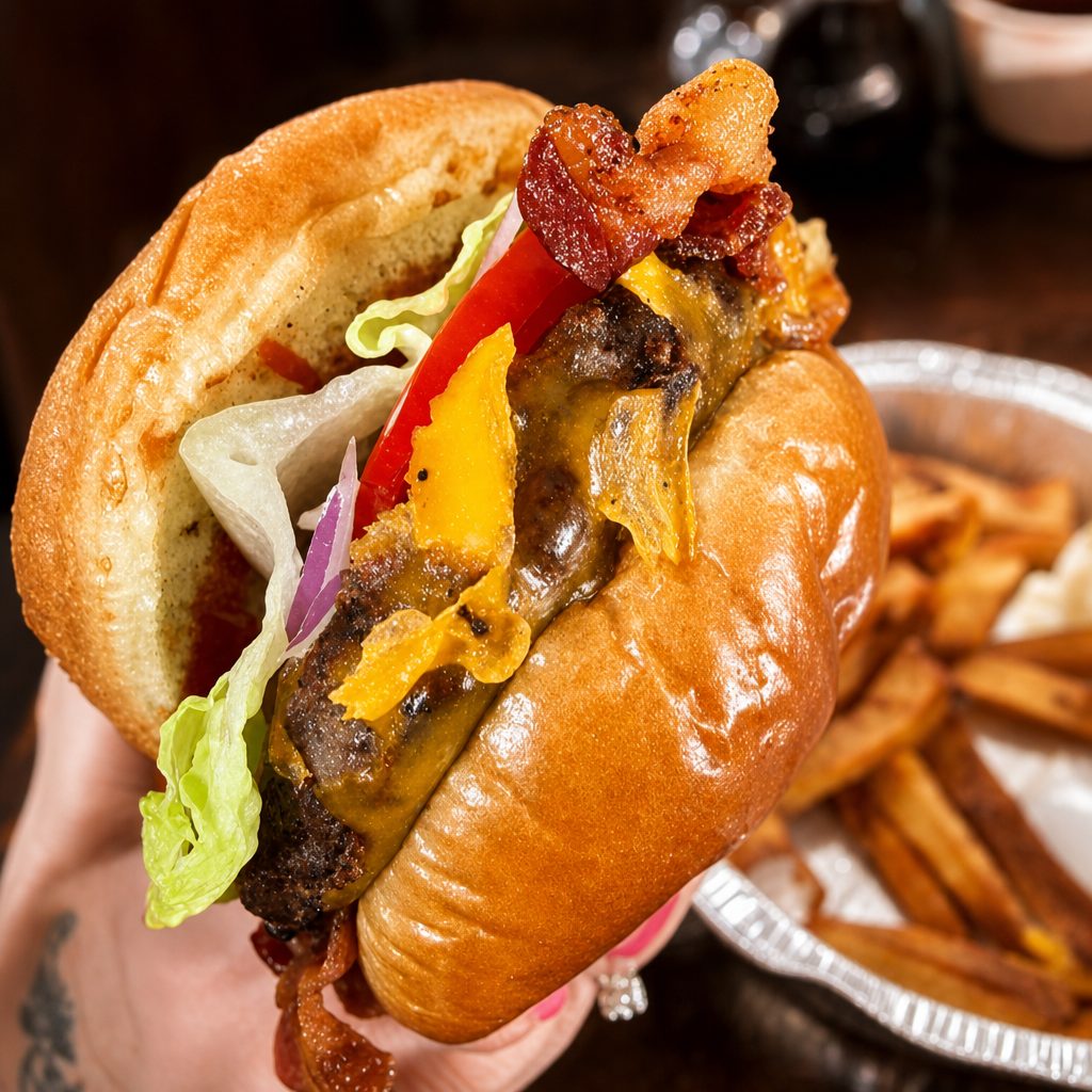 Black Angus Burger.