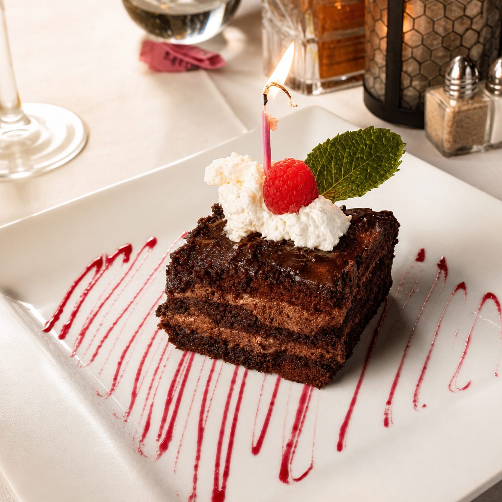 Layered Chocolate Mousse and Ganache Cake.