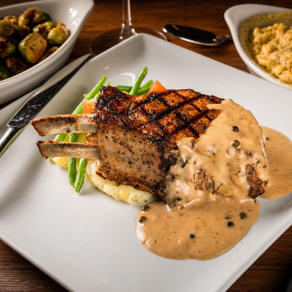 Pork Chop Au Poivre.